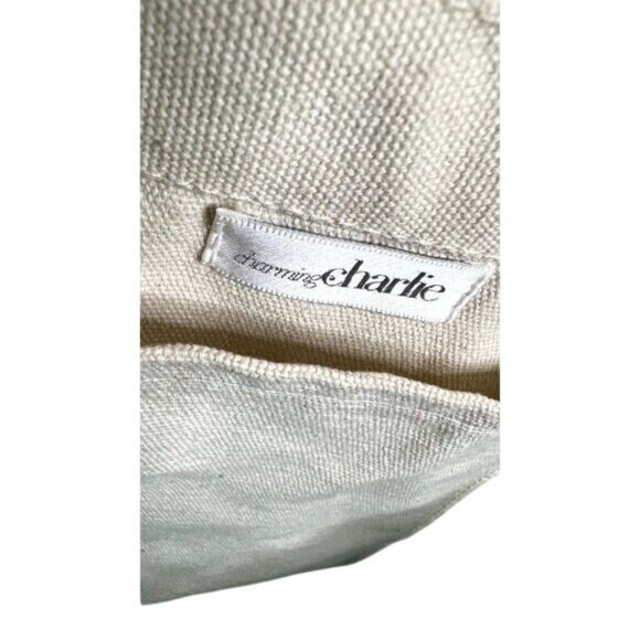 CHARMING CHARLIE Canvas Gold Metallic Bottom Tote‎ Bag with Interior Pocket - Picture 3 of 5
